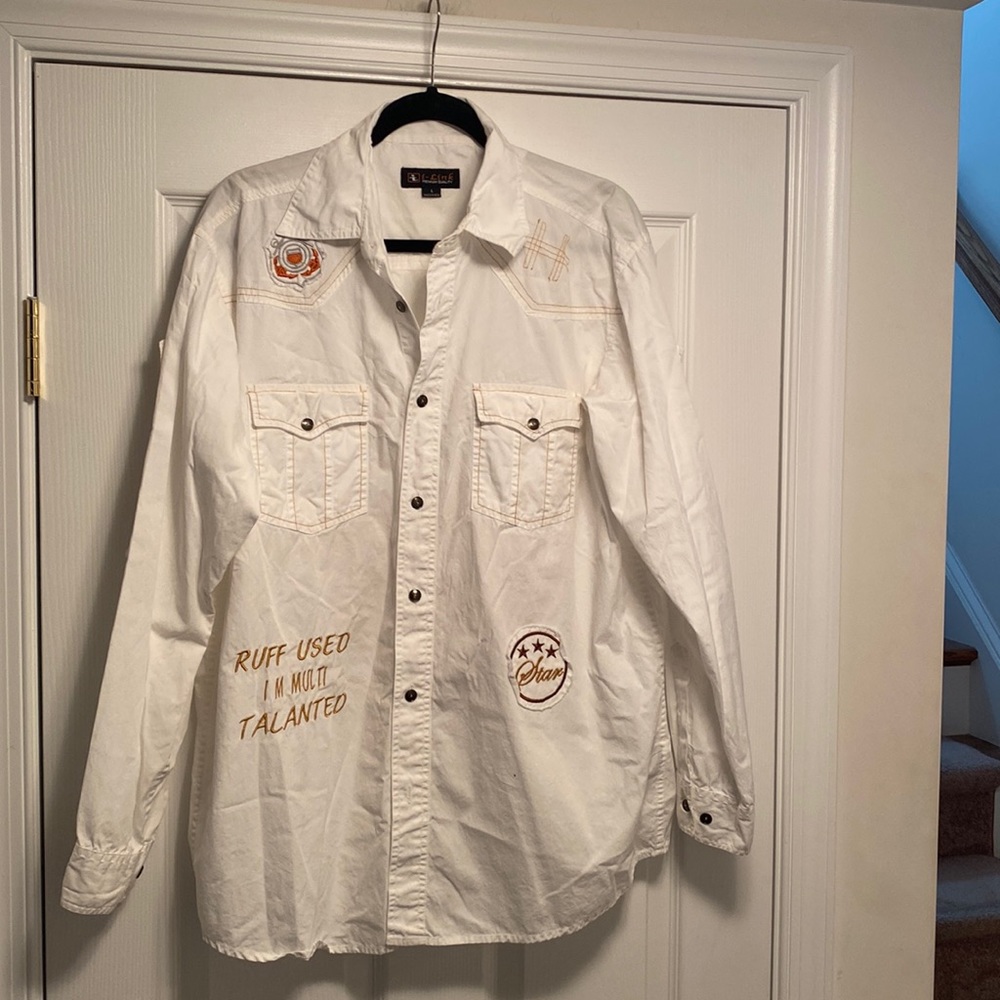 I-Link Mens Long Sleeve Button Down Shirt…size L